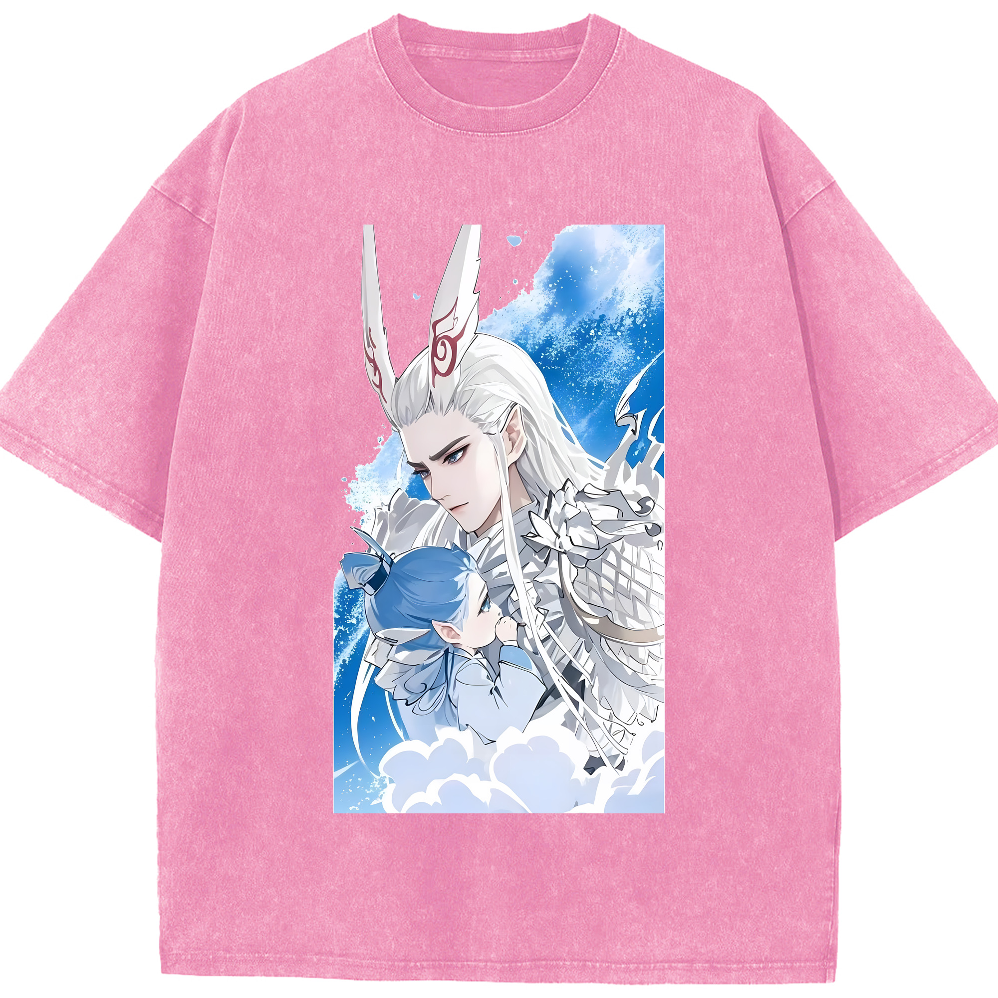 （画像用） Ne Zha 2 ナタ 魔童の大暴れ 綿100% ヴィンテージ風 半袖Tシャツ（フロントプリント）